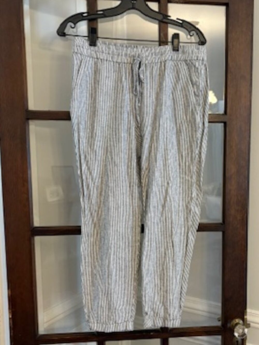 J.Crew Factory Striped Linen Blend Drawstring Pants, Size 8